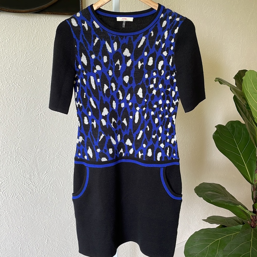 Trina by Trina Turk leopard wool blend pencil sweater dress